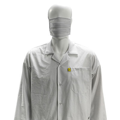 XS-10XL Cleanroom Putih ESD Coat 96% Polyester + 4% Carbon Washable Antistatic Smock