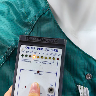 Green Cleanroom ESD Antistatik Pakaian lengan pendek