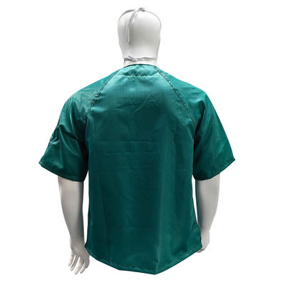 Green Cleanroom ESD Antistatik Pakaian lengan pendek