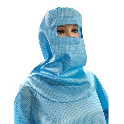 ESD Anti Static Full Body Suit Coverall Dengan Hood Dan Topeng Biru