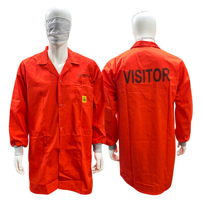 Red ESD Antistatic Lab Coat With Snap Buttons