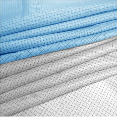 98% Polyester 2% Carbon Fiber ESD 5MM Grid Fabric Untuk Cleanroom Garment