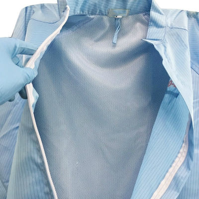 Pakaian Bebas Debu Stripe 5mm yang Dapat Dicuci Anti Statis Untuk Cleanroom