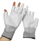 3 Fingers Half PU Palmfit Coated Safety Gloves Industri Gunakan Putih
