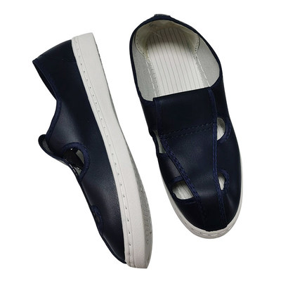 Perlindungan Anti Statis Sepatu Safety PVC ESD Empat Lubang Biru Laut