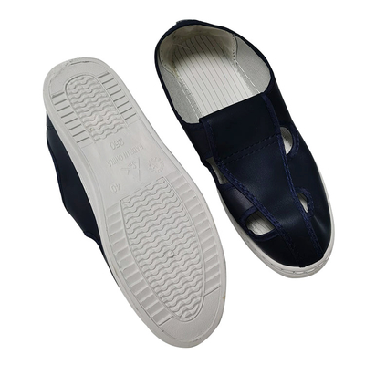 Perlindungan Anti Statis Sepatu Safety PVC ESD Empat Lubang Biru Laut
