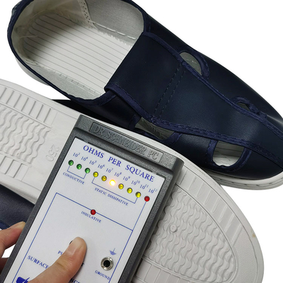 Perlindungan Anti Statis Sepatu Safety PVC ESD Empat Lubang Biru Laut