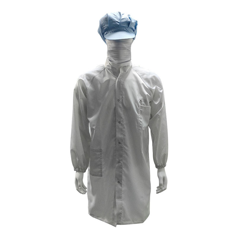 98% Polyester + 2% Serat Karbon 5mm Grid ESD Antistatik Pakaian Keamanan Bernafas Mesh kembali untuk Cleanroom