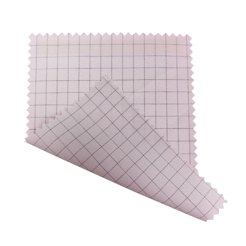 ESD Pakaian Pink 7mm Grid Kain 98% Polyester + 2% Karbon Konduktif ESD Antistatik Kain