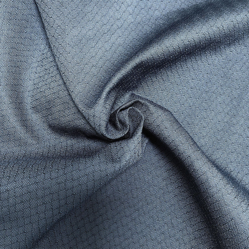 6mm Diamond Navy Blue Knitted Antistatic Fabric untuk ESD Coat dan Polo Shirt
