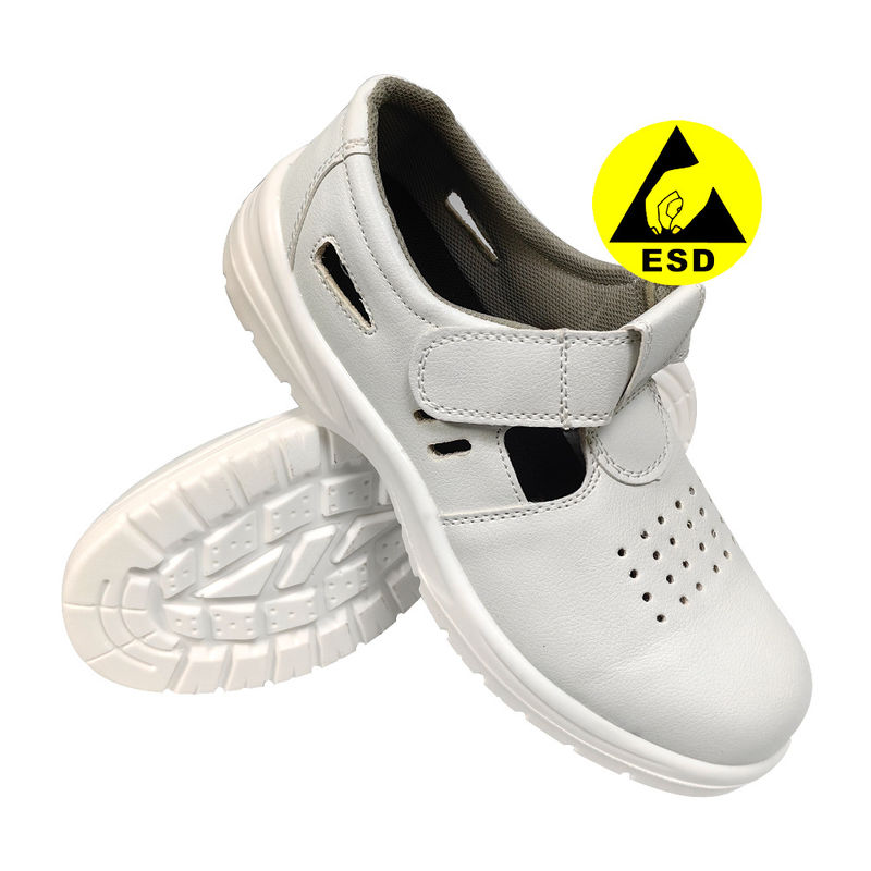 Putih PU Sol ESD Anti-statis Anti Smashing Sepatu Perlindungan Buruh Bernafas Anti-statis Baja Toe Safety Shoes