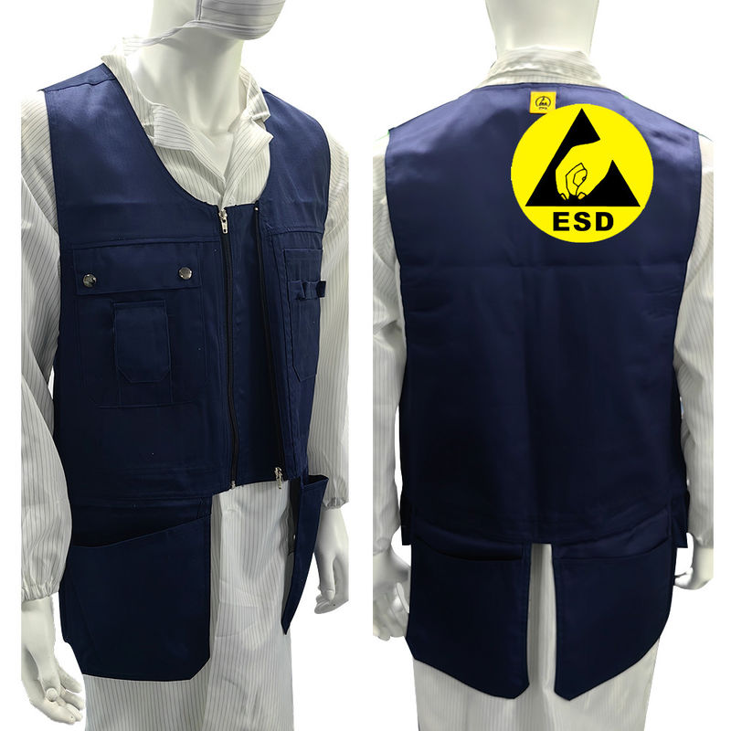 Navy Blue Denim Fabric Tool Vest Anti-Static Tool Kit Work Vest untuk Ahli Listrik
