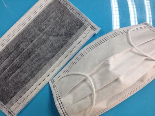 Lateks Gratis Cleanroom Habis Masker Wajah Karbon Non Woven 4 PLY Pengait Telinga