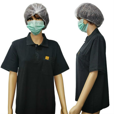Unisex Anti Static ESD Polo Shirts Untuk Cleanroom
